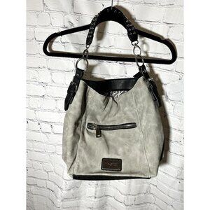 MARC NEW YORK LADIES SHOULDER BAG WITH STUDDED STRAP - GRAY‎ AND BLACK - EUC AND